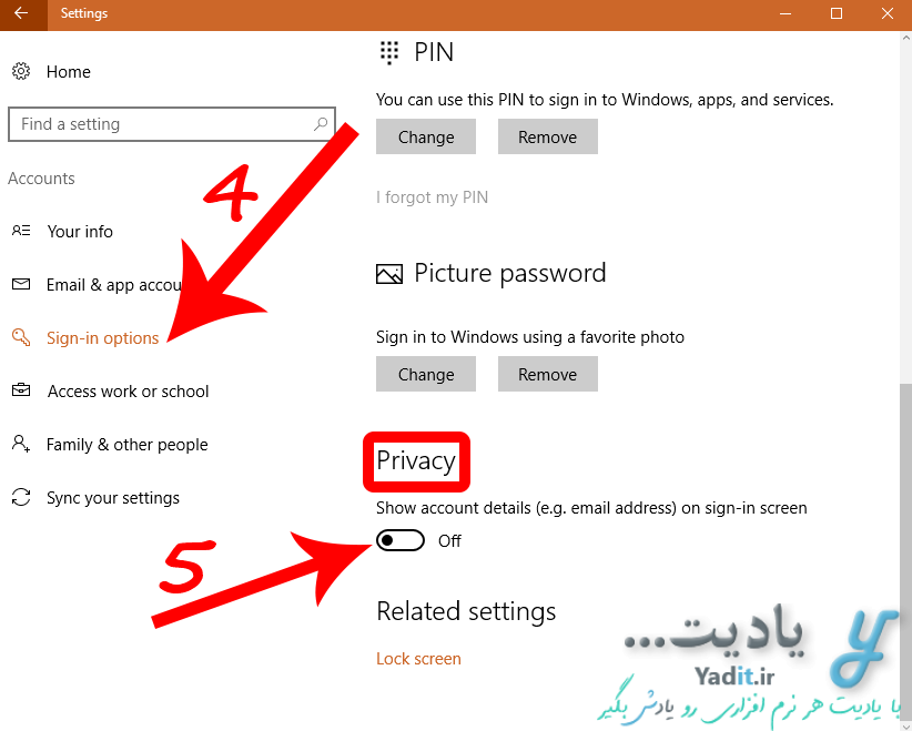 نمایش یا عدم نمایش ایمیل اکانت مایکروسافت کاربر در صفحه ی ورود به ویندوز 10