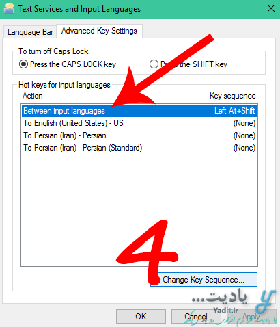 تغییر دکمه های ترکیبی کیبورد برای تغییر زبان (بین فارسی و انگلیسی) در ویندوز